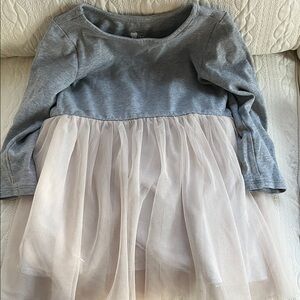 Primary Gray and Cream Long Sleeve Dress 4-5T